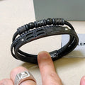 Balenciaga Premium Leather Bracelet - Black