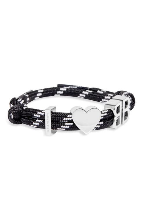 Balenciaga Heart and BB Charm Rope Bracelet