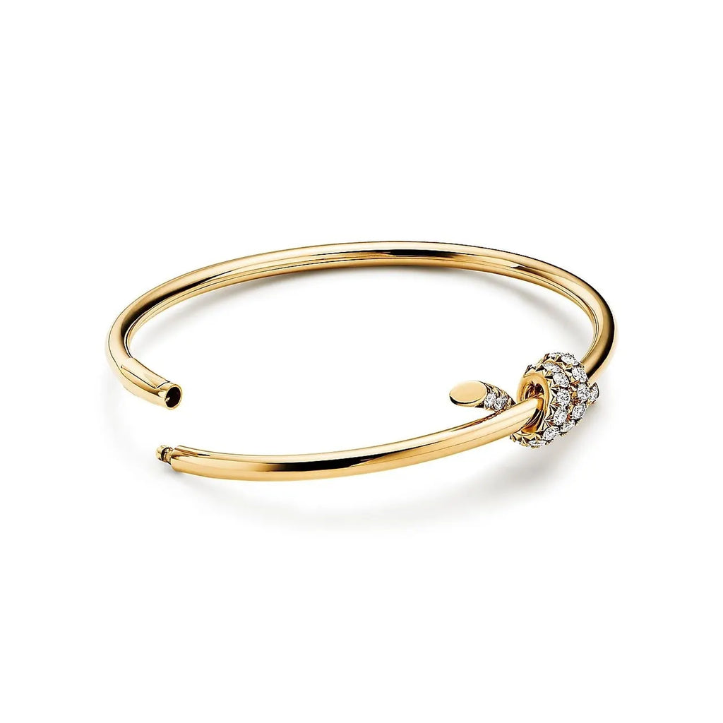 Premium Knot Bangle Bracelet in Gold with Diamonds - Hình 3