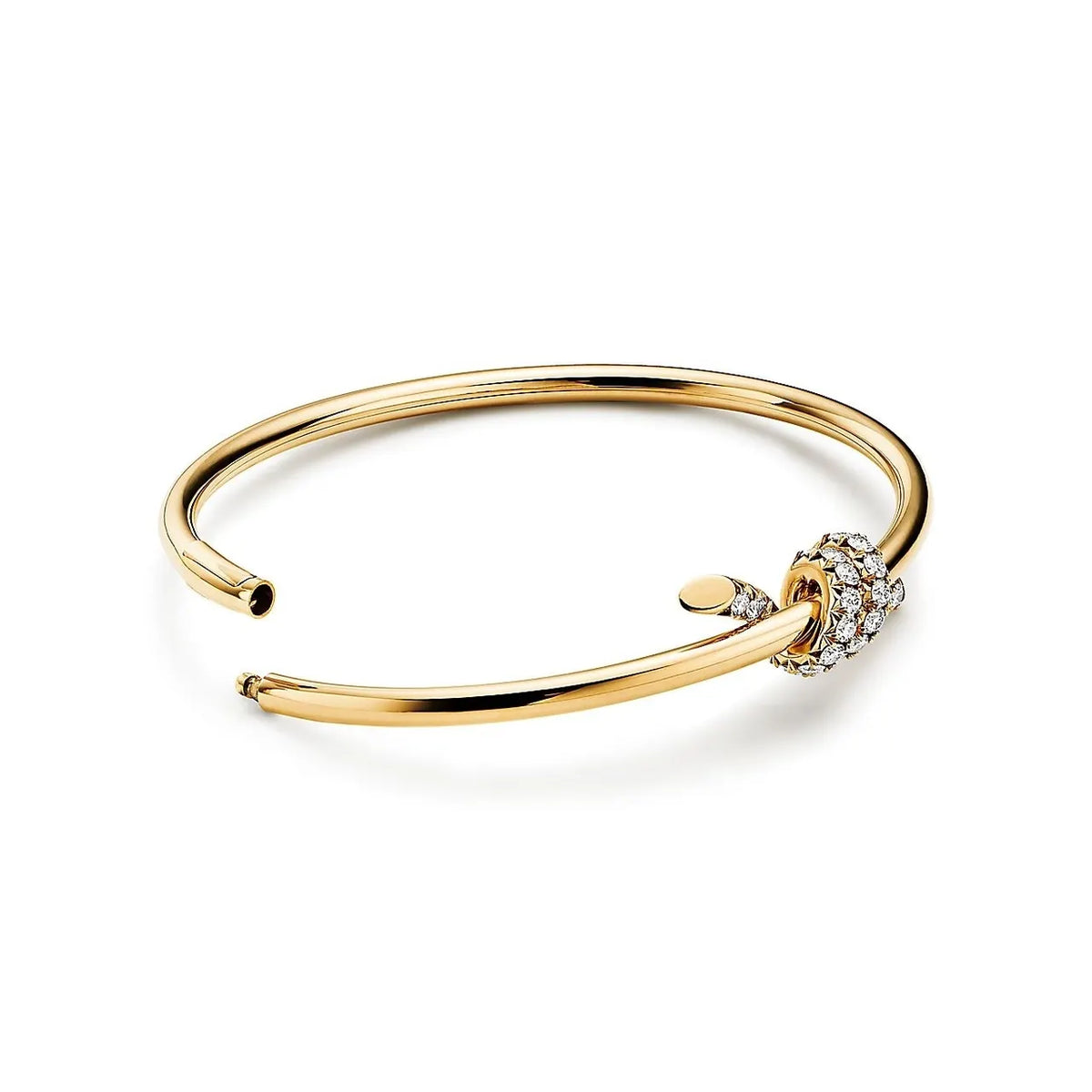 Premium Knot Bangle Bracelet in Gold with Diamonds - Hình 3