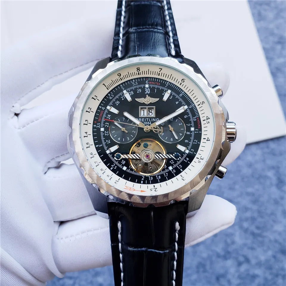Breitling Black Leather Tourbillon