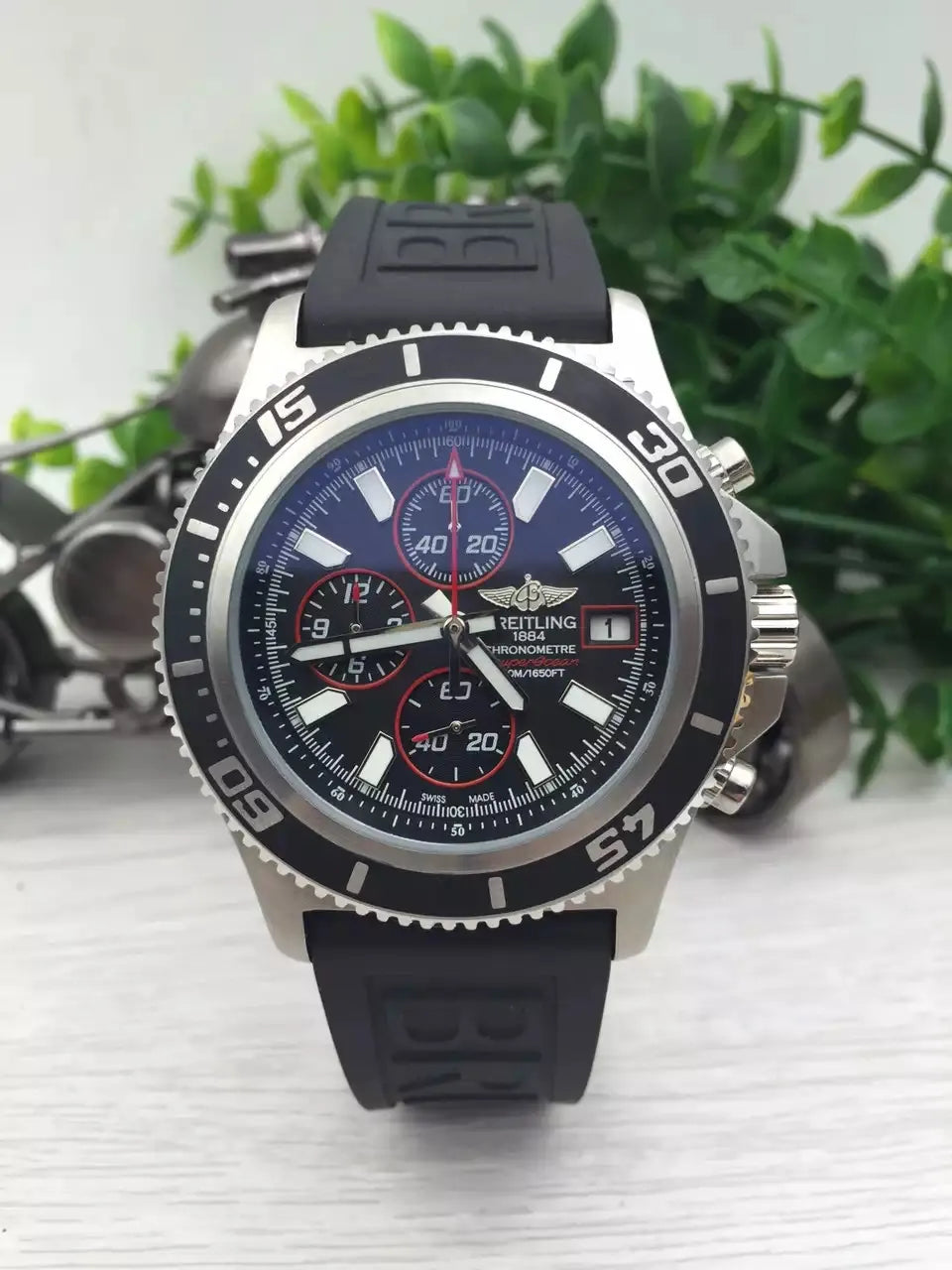 Breitling Black Dial Chronograph - Hình 7