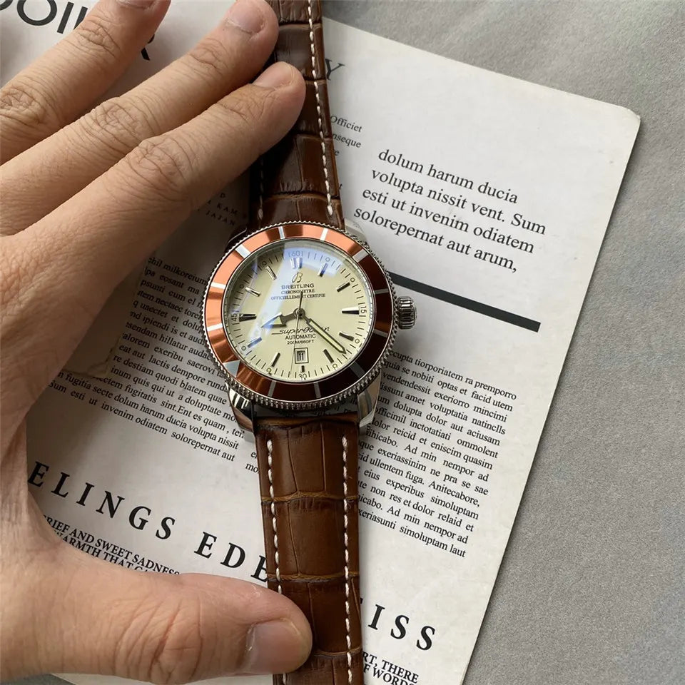 Breitling Brown Leather Cream - Hình 2