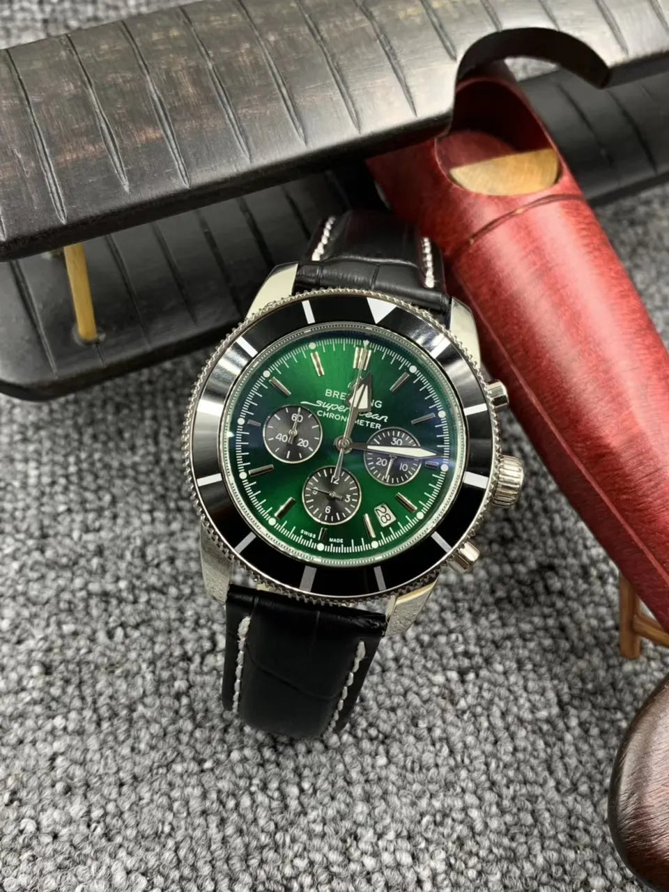 Breitling Green Leather Chronometer - Hình 2