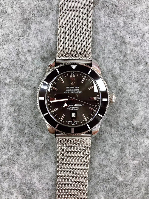 Breitling Black Dial Steel Mesh