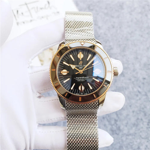 Breitling Superocean Mesh Band Black Dial - Hình 2