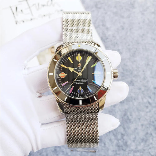 Breitling Superocean Mesh Band Black Dial