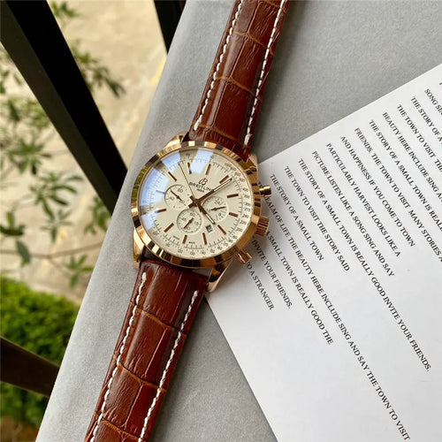 Breitling Gold Brown Leather - Hình 2