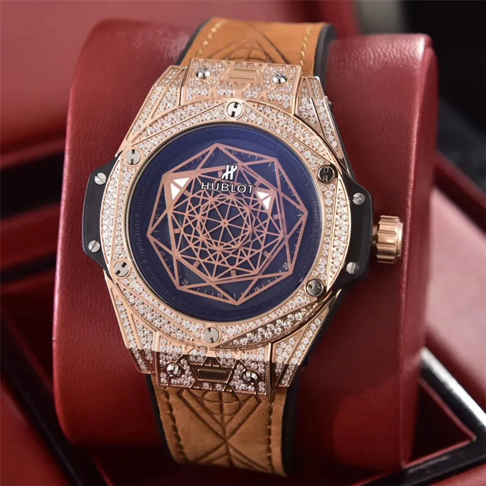 Hublot Diamond Tan Leather