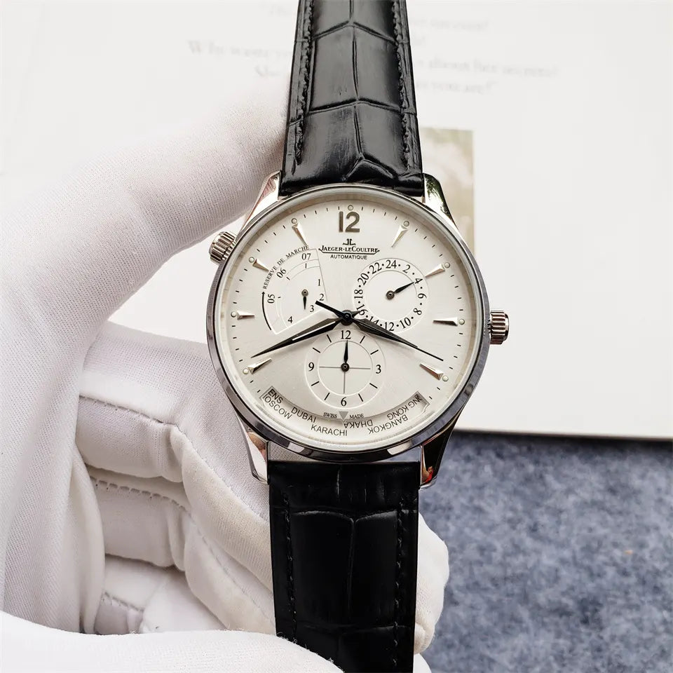 Jaeger-LeCoultre Silver Dial Black Leather