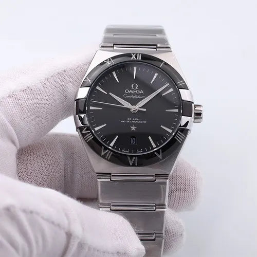 Omega Black Dial Steel Watch