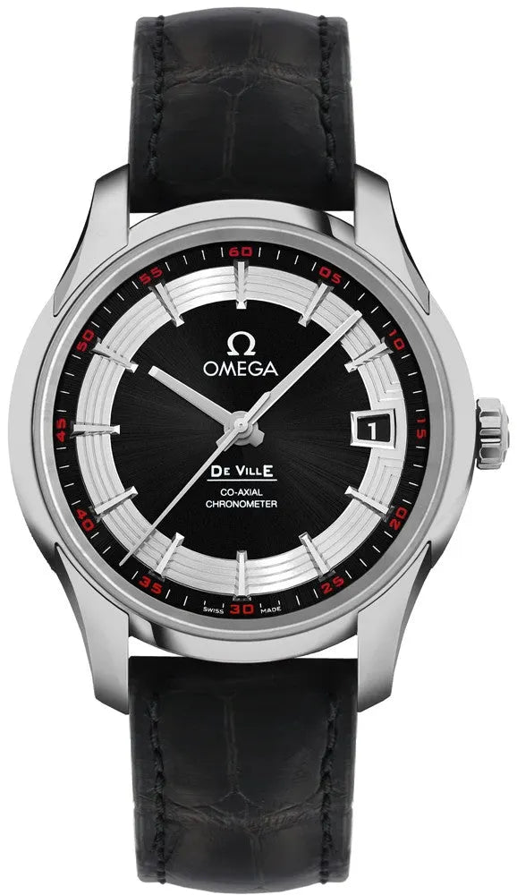 Omega Black Dial Leather Co-Axial