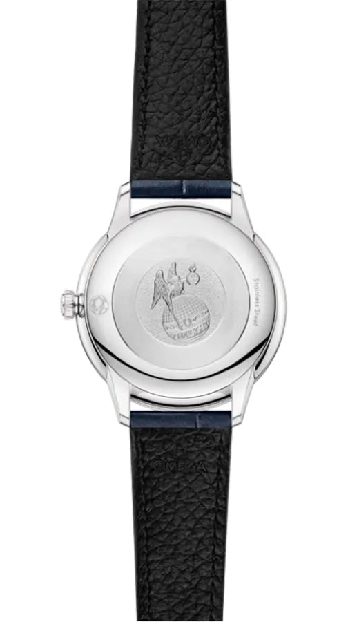 Omega Gray Diamond Leather Watch - Hình 2