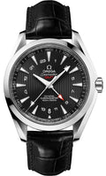 seamaster silver Omega GMT Black Leather
