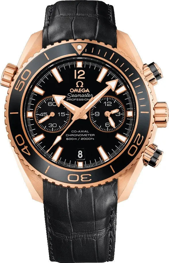 Omega Rose Gold Black Leather seamaster