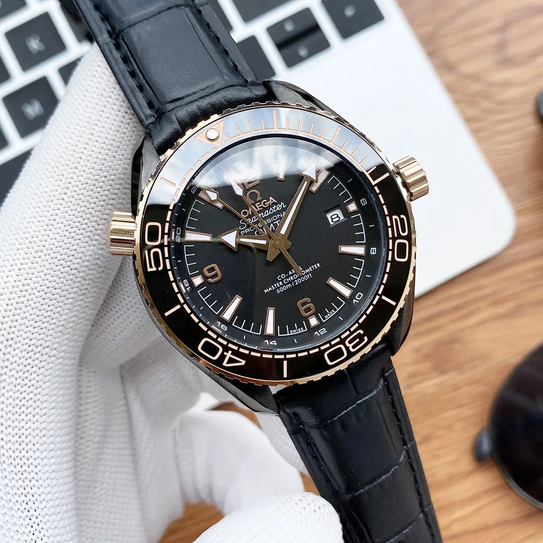 Omega Seamaster Black Gold Leather - Hình 2