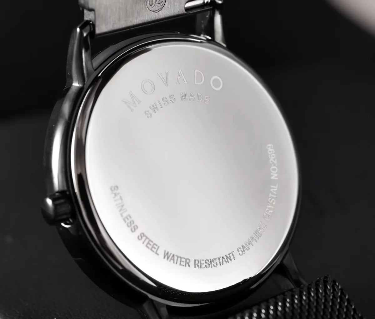 Movado Black Mesh Watch - Hình 5