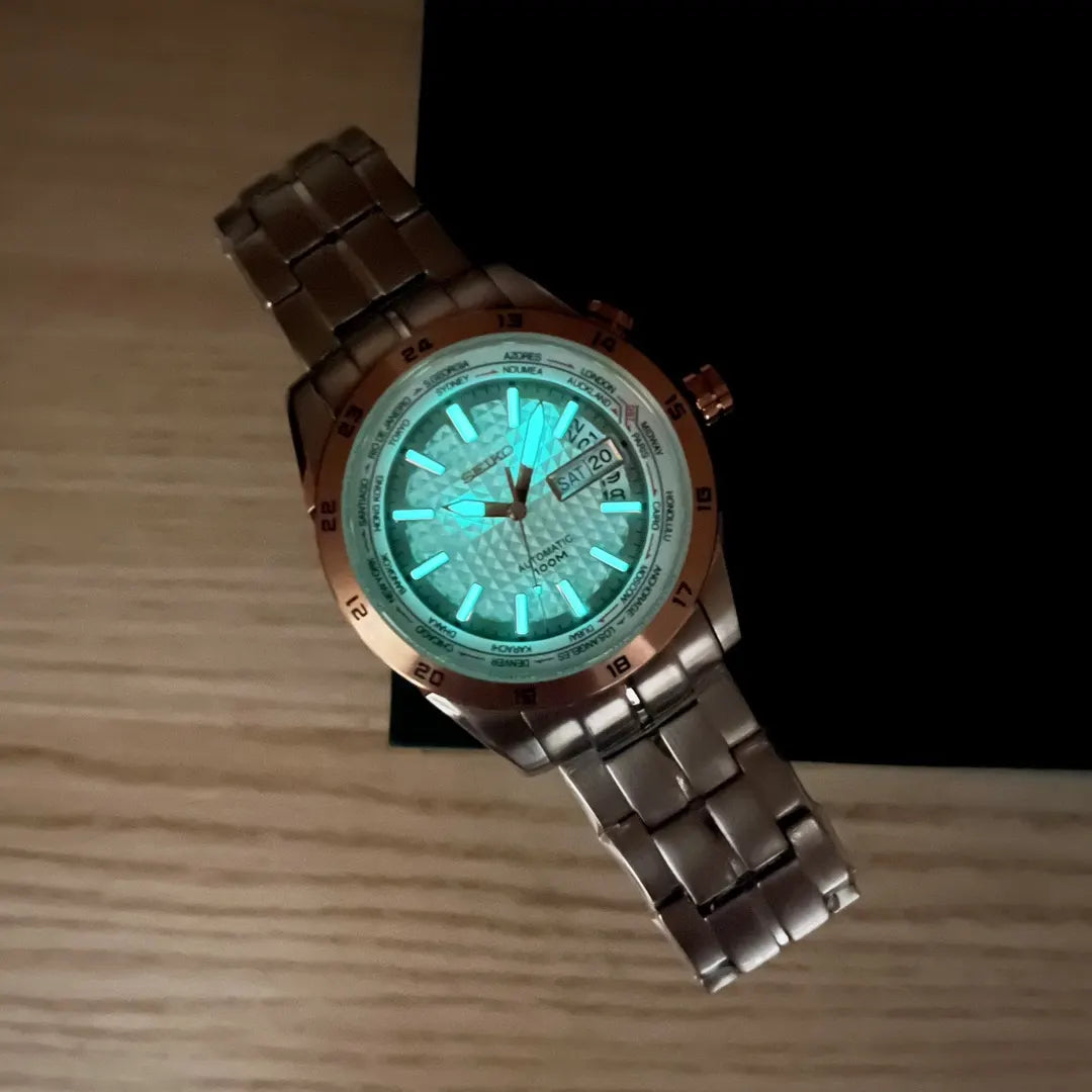 Seiko World Time Silver Rose Gold - Hình 4