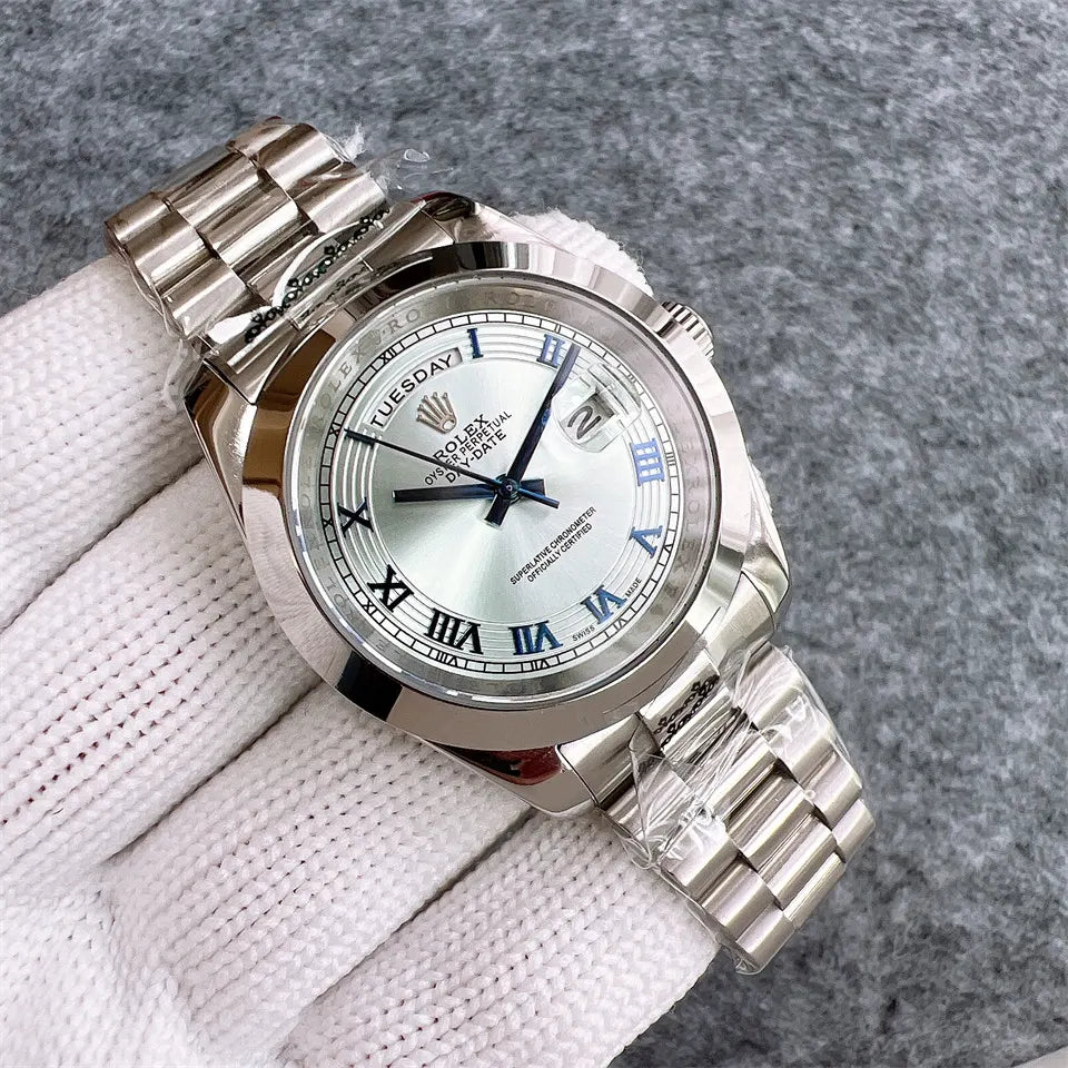 stainless Rolex Day-Date Silver Dial - Hình 5