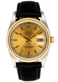 datejust Rolex Gold Dial Leather