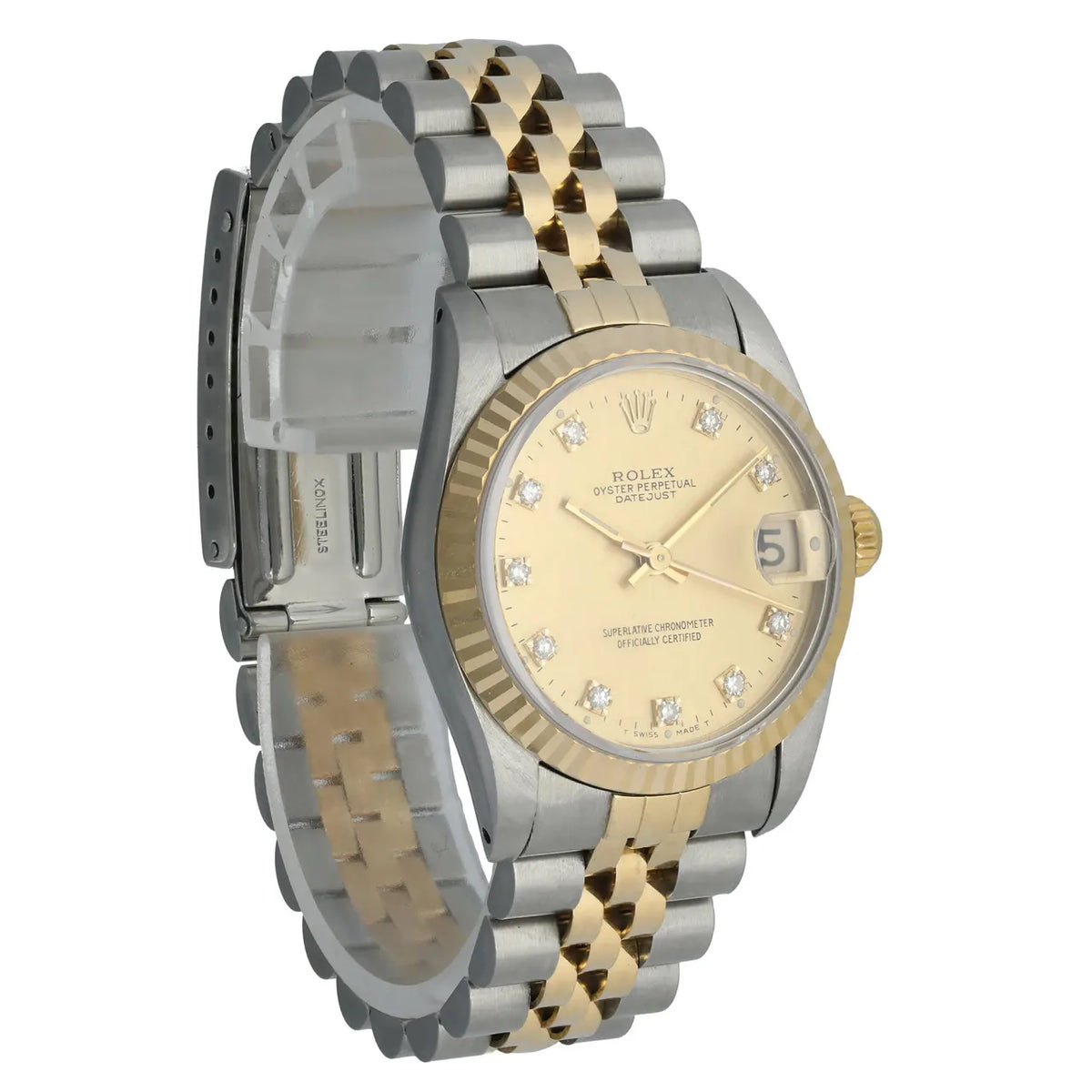 datejust Rolex Two-Tone Champagne Diamond Dial - Hình 3