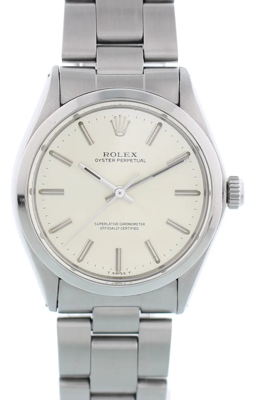 stainless Rolex Oyster Perpetual Silver Dial