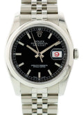 steel Rolex Datejust Black Dial Jubilee
