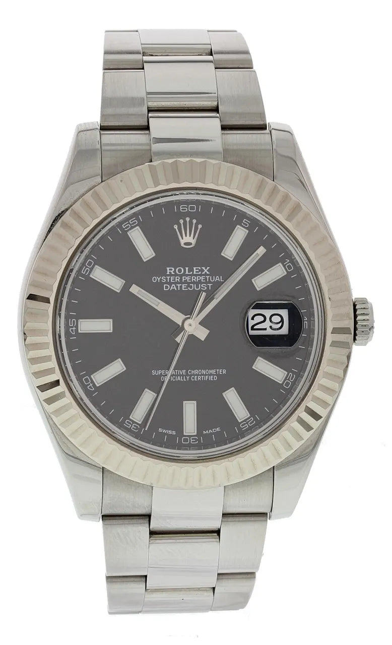 fluted Rolex Datejust Gray Dial