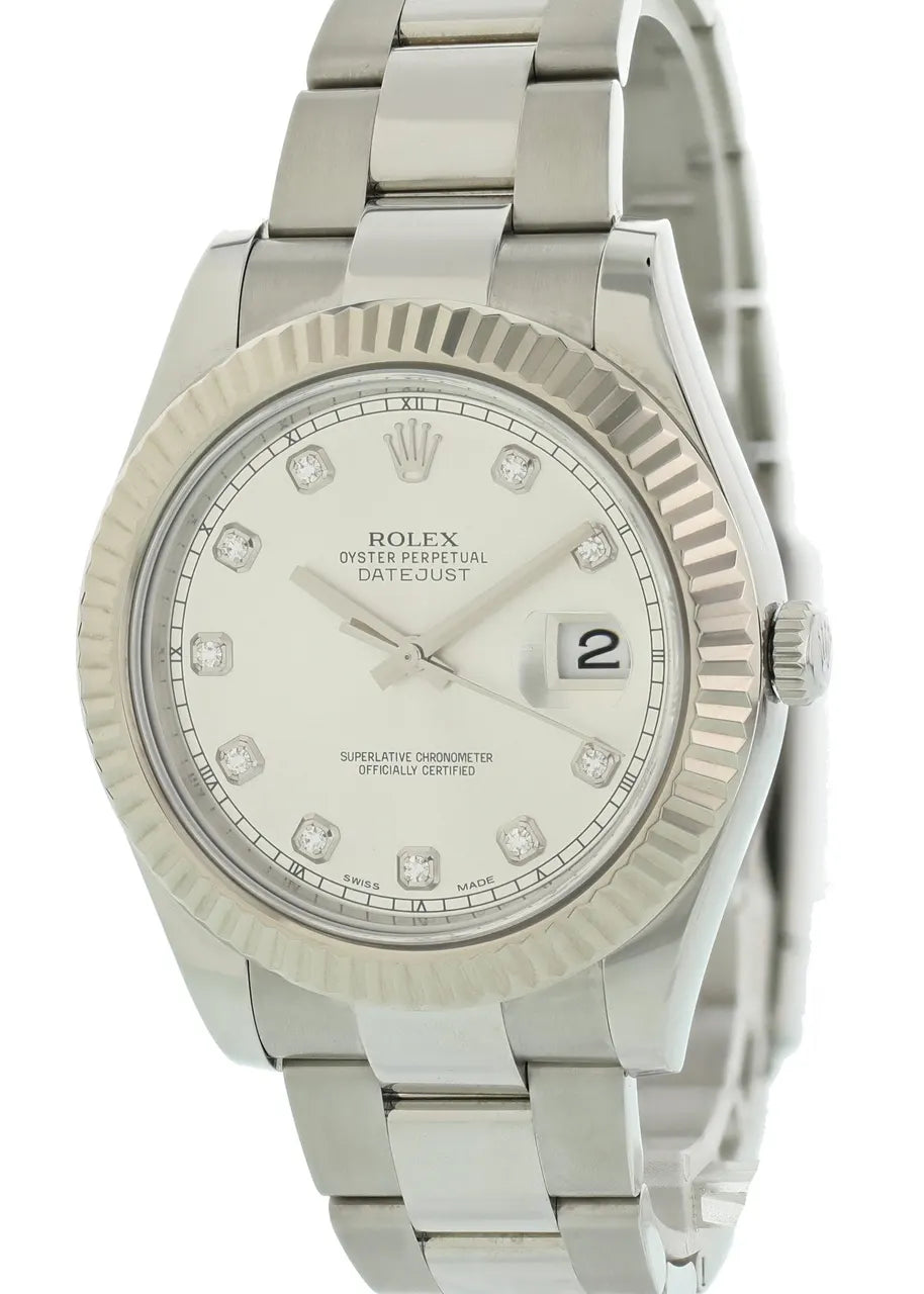 Rolex Datejust Silver Diamond - Hình 3