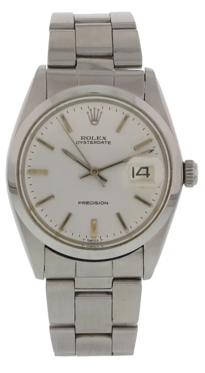 stainless Rolex Oysterdate Silver Dial