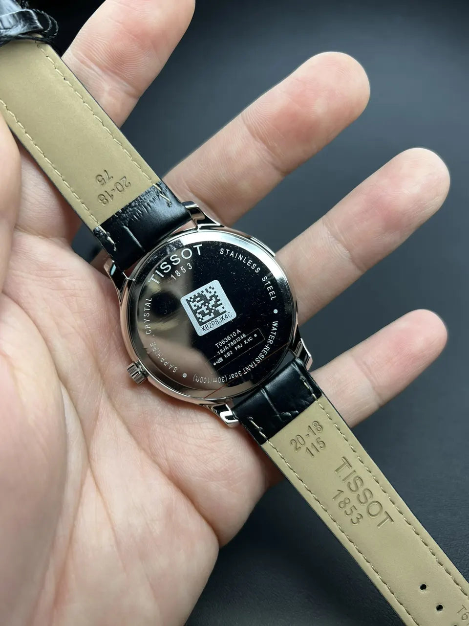 Tissot Black Leather Watch - Hình 2