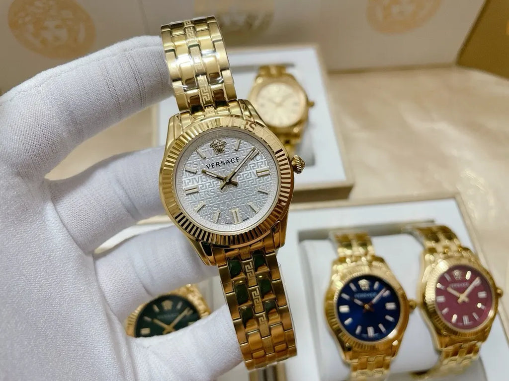 silver Versace Greca Logo Watch - Hình 13